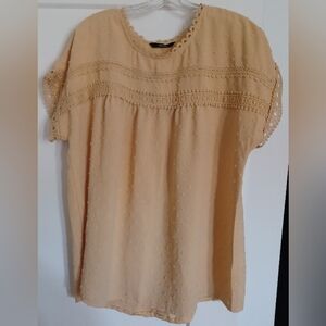 DOKOTOO Danqi Yellow, Lace, Swiss Dot Shift Top Womens XL